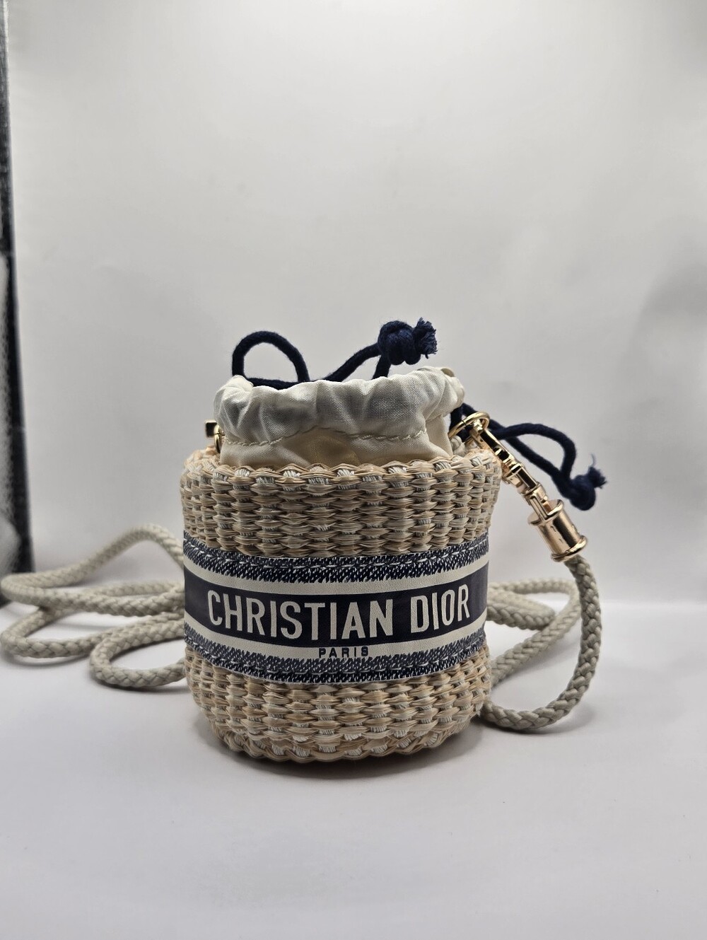 Christian Dior Novelty Straw Pouch With Box (limited-Rare)
